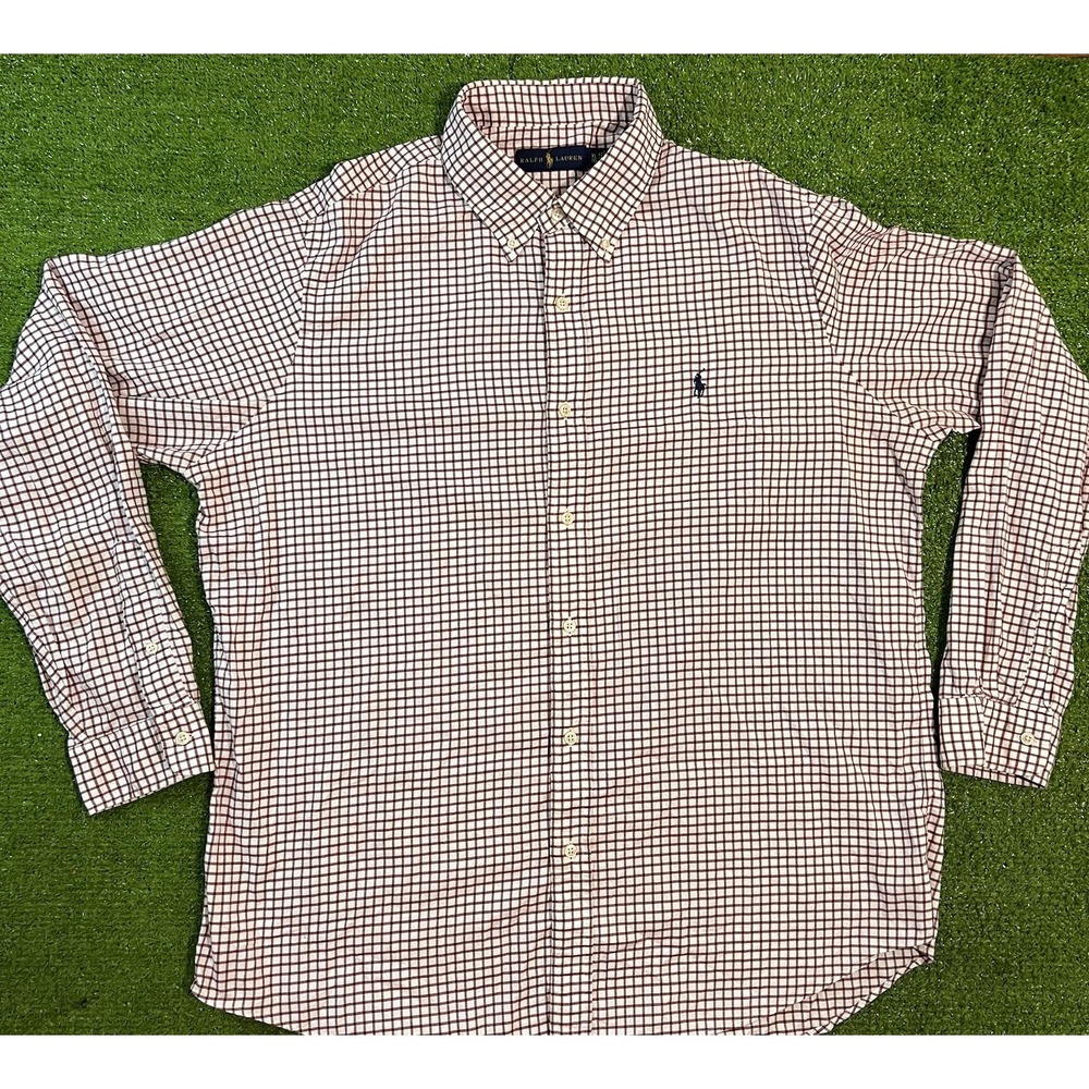 Polo Ralph Lauren Button Down XL‎ RED Checkered Dress Shirt Casual Preppy EUC